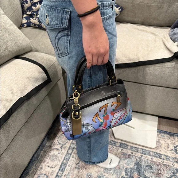 Anuschka Gray and Blue Baby Bag - Picture 3 of 5